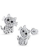 entrancing sterling silver cat screw back baby earrings